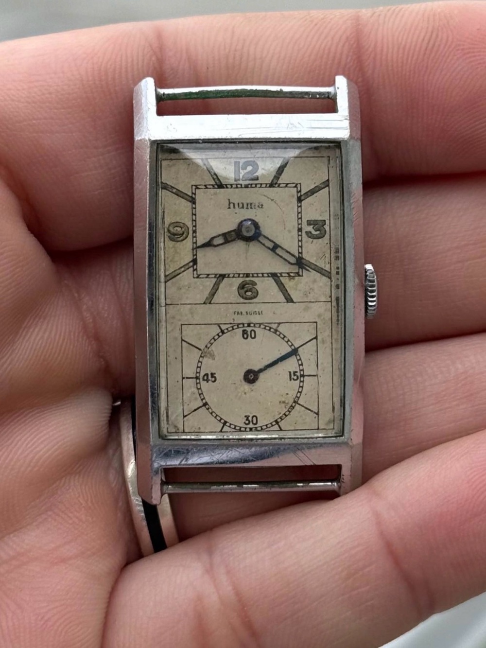 Rare Vintage Huma Art Deco Duo Dial Doctor’s Watch Fab Suisse For repair